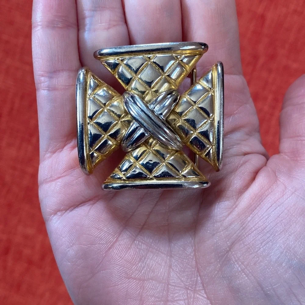 VTG 1994 Mimi di N Chunky Maltese Cross Celtic Cross Belt Buckle Gothic Goth